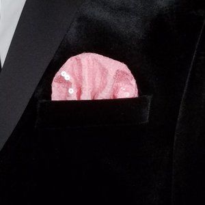New! Men's Sequin Pre-Folded Pocket Square Insert - Pink Ombre